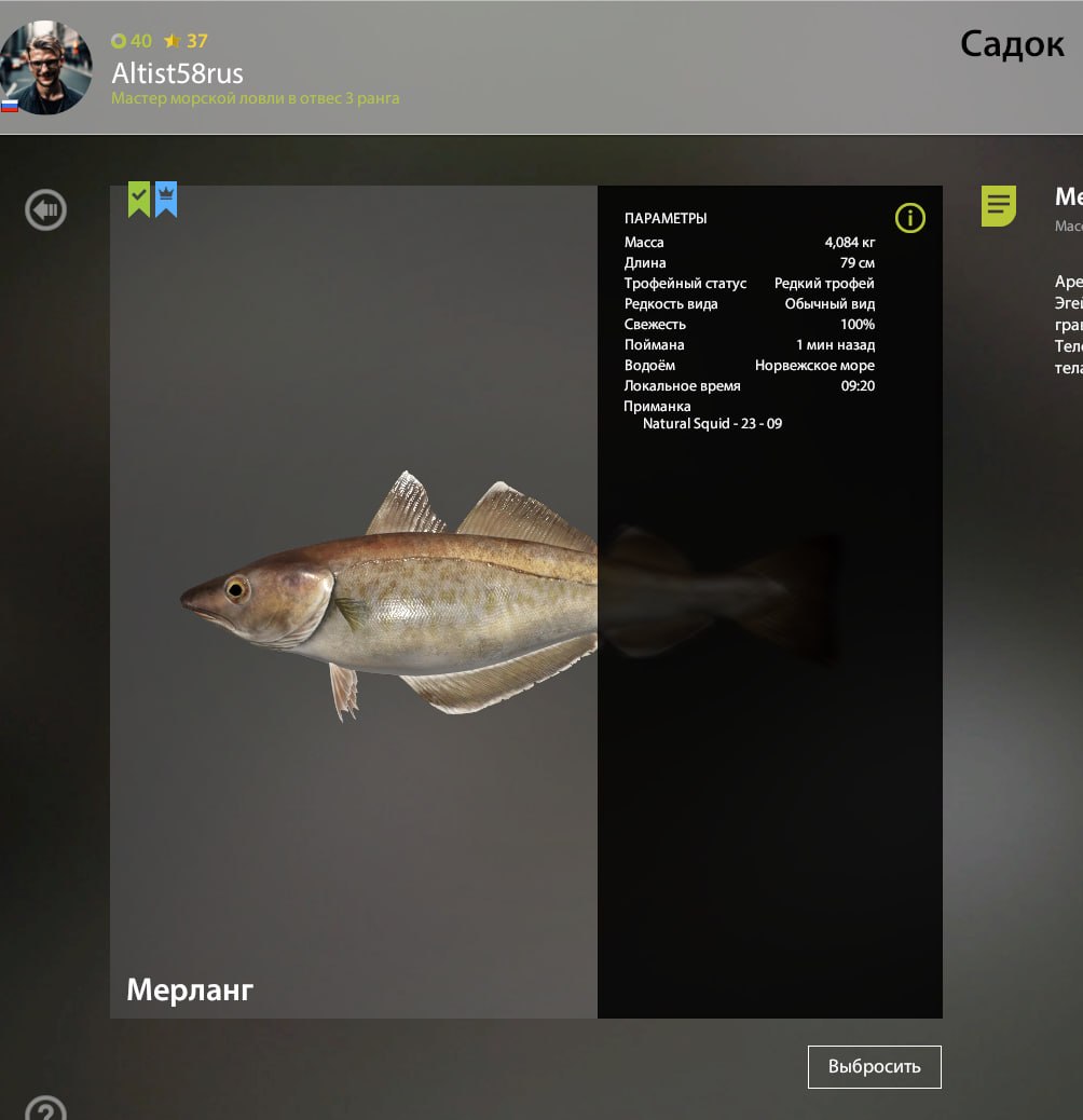 Улов (Мерланг) на #трофей_rf4map в RF4