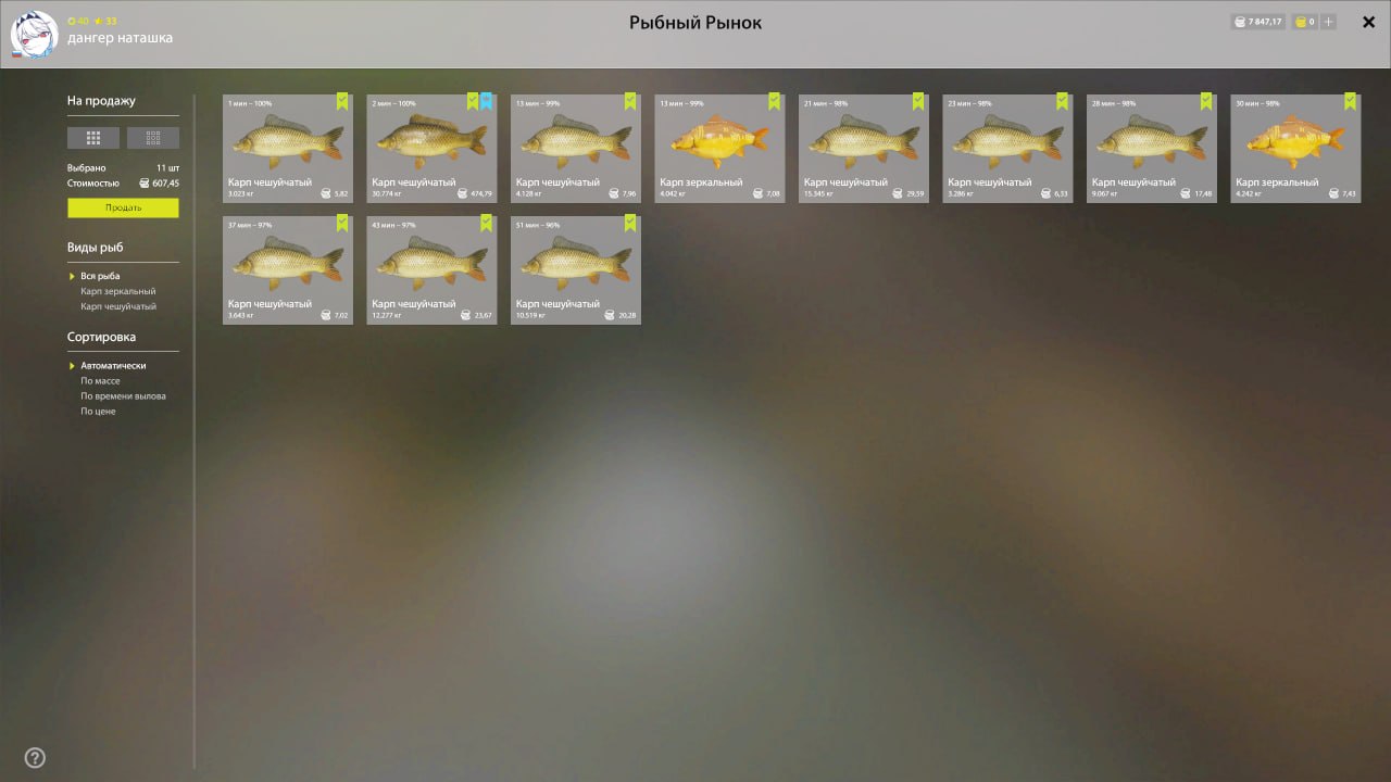 Улов (Карп чешуйчатый) на #трофей_rf4map в RF4