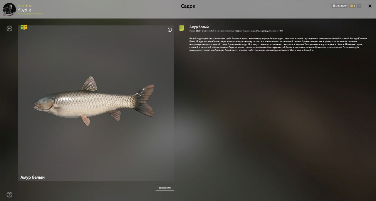 Улов (Амур белый, Амур чёрный, Карп чешуйчатый) на #трофей_rf4map в RF4