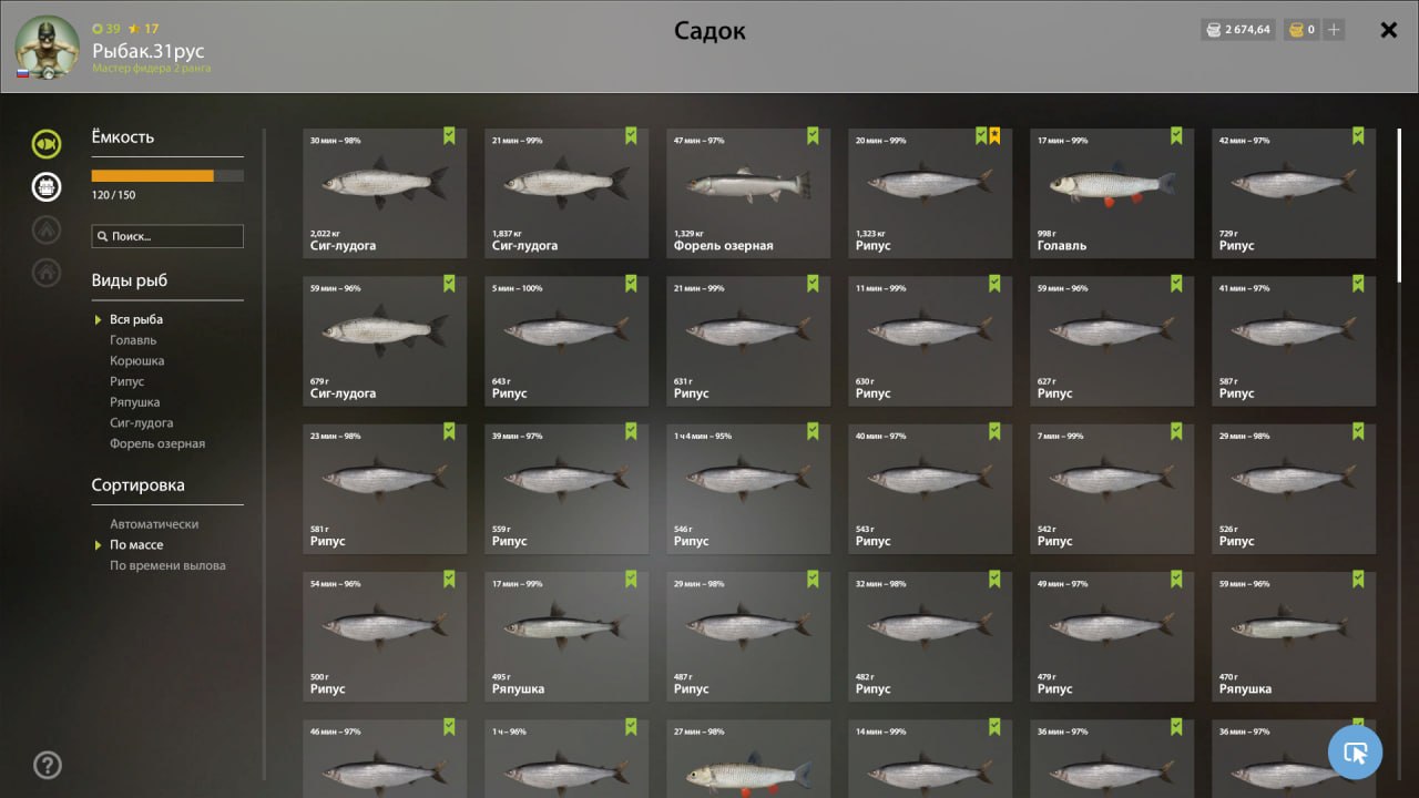 Улов (Рипус, Ряпушка, Сиг-лудога) на #фарм_rf4map в RF4