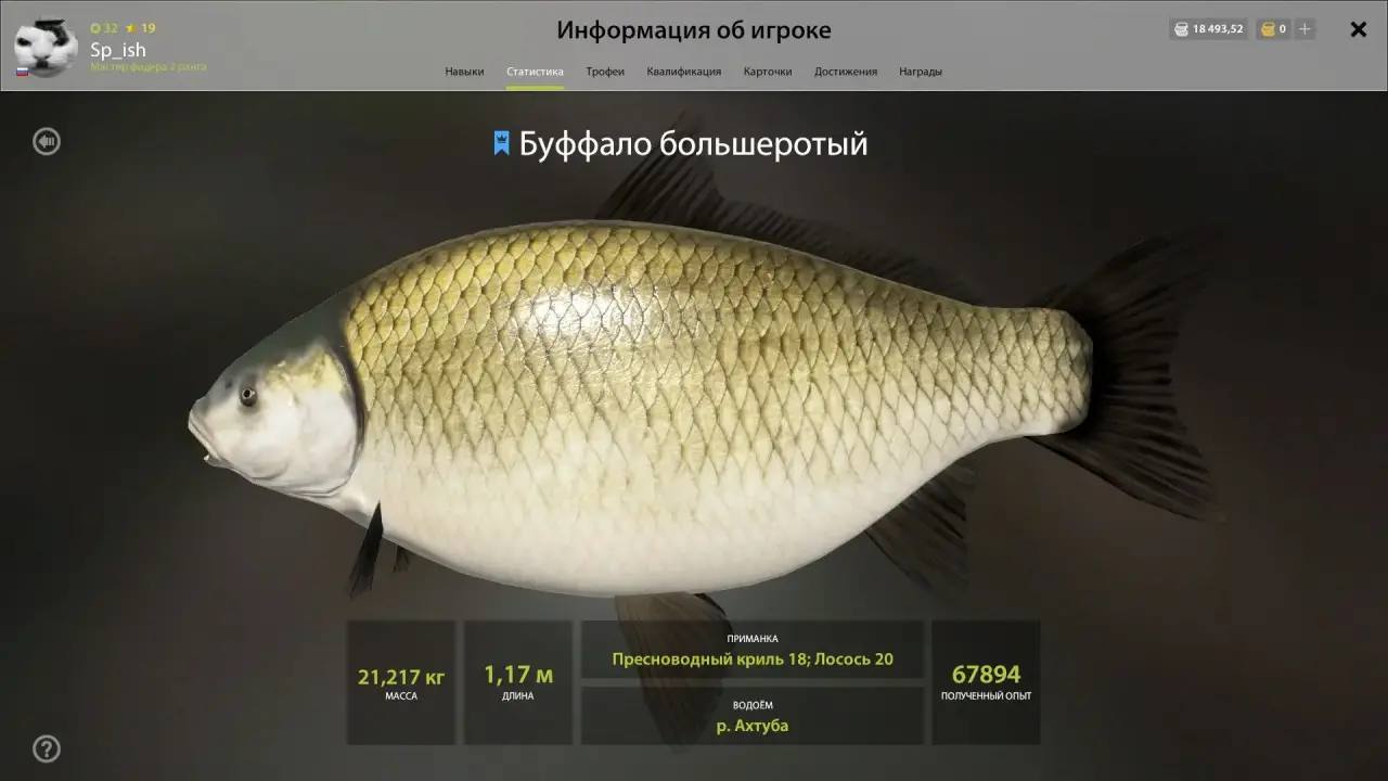 Улов (Буффало большеротый) на #трофей_rf4map в RF4