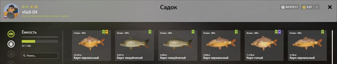Улов (Карп зеркальный) на трофей в RF4