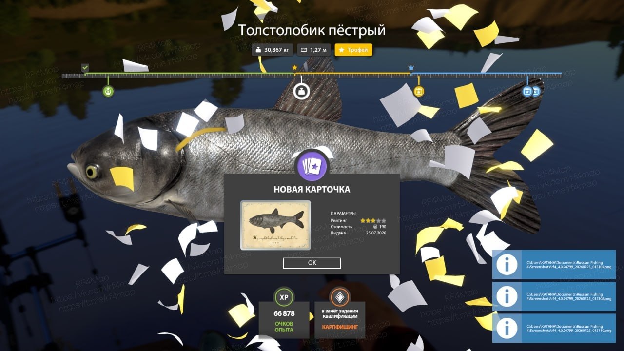 Улов (Толстолобик пёстрый) на трофей в RF4